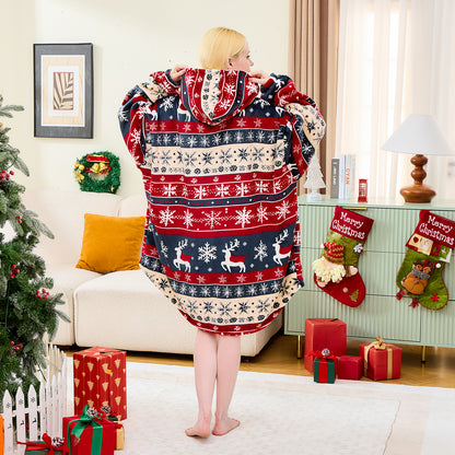 Oversized Christmas Hoodie Blanket – Warm Festive Wearable Blanket