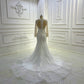 Elegant Long Sleeve V Neck Appique Mermaid Wedding Dresses