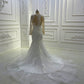 Elegant Long Sleeve V Neck Appique Mermaid Wedding Dresses