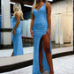 Sheath V-Neck Sleeveless Long Floor Length Velvet Sequin Prom Dress