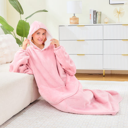Oversized Hoodie Blanket – Pink Sherpa Lined Wearable Blanket