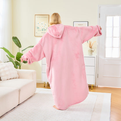 Oversized Hoodie Blanket – Pink Sherpa Lined Wearable Blanket