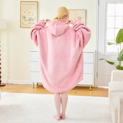Pink Oversized Hoodie Blanket – Sherpa Fleece Wearable Blanket