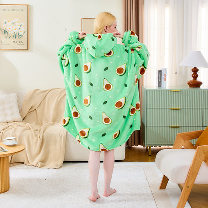 Avocado Print Sherpa Lined Oversized Lounging Hoodie