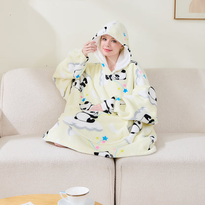 Panda Print Oversized Giant Blanket Hoodie