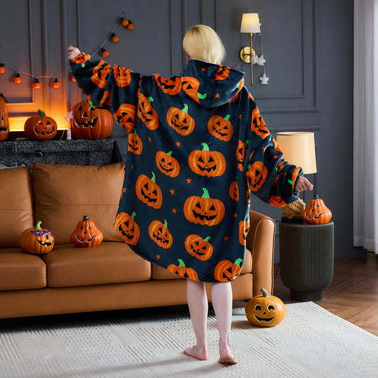 Pumpkin Patch Oversized Halloween Hoodie Blanket