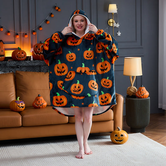 Pumpkin Patch Oversized Halloween Hoodie Blanket