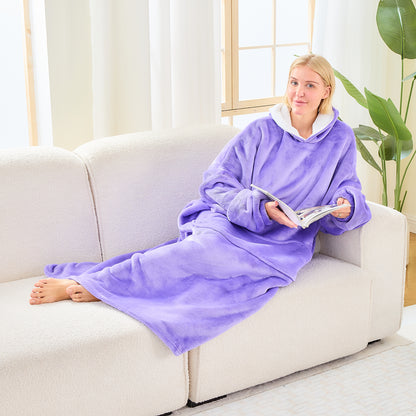 Purple Oversized Hoodie Blanket – Sherpa Fleece Lined