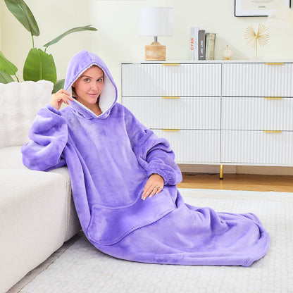 Purple Oversized Hoodie Blanket – Sherpa Fleece Lined