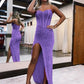 Strapless Sweetheart Corset Prom Dresses With Side Slit