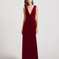 Bold V Neck A Line Velvet Bridesmaid Dresses