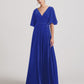 Elbow Length Flutter Sleeve Velvet Maxi Bridesmaid Dresses