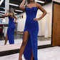 Strapless Sweetheart Corset Prom Dresses With Side Slit