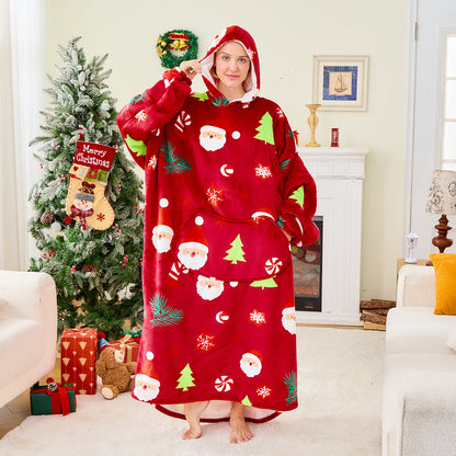Santa Christmas Hoodie Blanket – Oversized Wearable Blanket
