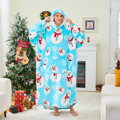 Snowman Hoodie Blanket – Cosy Oversized Christmas Wearable Blanket