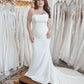 Strapless Crepe Sheath Wedding Dress With Court Train