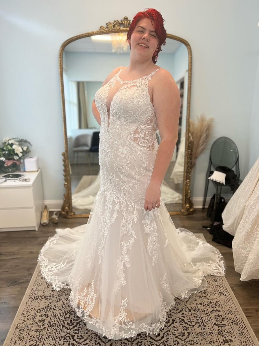 Straps Scoop Applique Mermaid Wedding Dresses