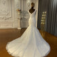 Beach Straps Illusion V Neck Applique Mermaid Wedding Dresses