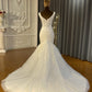 Beach Straps Illusion V Neck Applique Mermaid Wedding Dresses