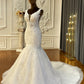 Beach Straps Illusion V Neck Applique Mermaid Wedding Dresses