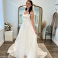 Satin Straps Stright Neckline A Line Wedding Dresses