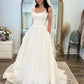 Satin Straps Stright Neckline A Line Wedding Dresses