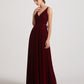 Spaghetti Strap V Neck Faux Wrap Velvet Bridesmaid Dresses