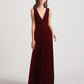 Bold V Neck A Line Velvet Bridesmaid Dresses