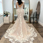 Straps Applique Mermaid Wedding Dresses With Detachable Skirt