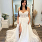 Applique Bodice A Line Wedding Dresses With Side Slit