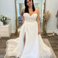 Applique Bodice A Line Wedding Dresses With Side Slit