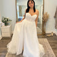 Applique Bodice A Line Wedding Dresses With Side Slit