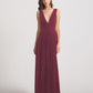 Bold V Neck A Line Velvet Bridesmaid Dresses