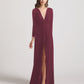 Long Sleeve Illusion V Neck Velvet Bridesmaid Dresses