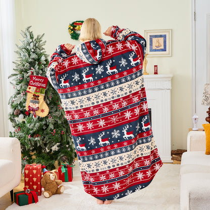 Beer Christmas Hoodie Blanket – Novelty Festive Wearable Blanket