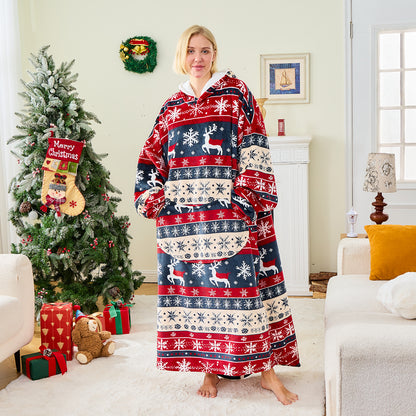 Beer Christmas Hoodie Blanket – Novelty Festive Wearable Blanket