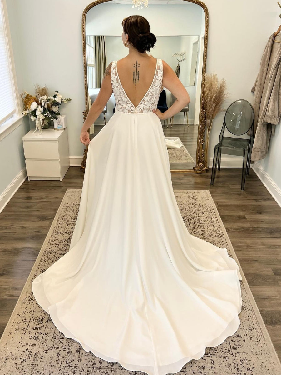 Boho V Neck Applique A Line Wedding Dresses