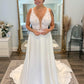 Boho V Neck Applique A Line Wedding Dresses
