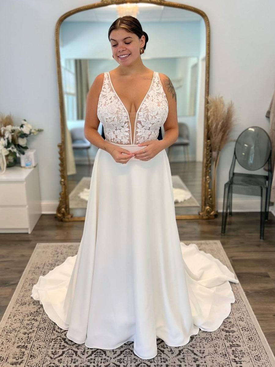 Boho V Neck Applique A Line Wedding Dresses