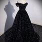 Princess Velvet Sequin Off The Shoulder Ball Gown Prom Dresses