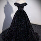 Princess Velvet Sequin Off The Shoulder Ball Gown Prom Dresses