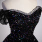 Princess Velvet Sequin Off The Shoulder Ball Gown Prom Dresses