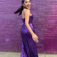 Strapless Slit Sequin Fitted Prom Dresses With Slit