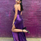 Strapless Slit Sequin Fitted Prom Dresses With Slit