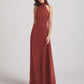 High Neck Chiffon Bridesmaid Dresses With Ribbons