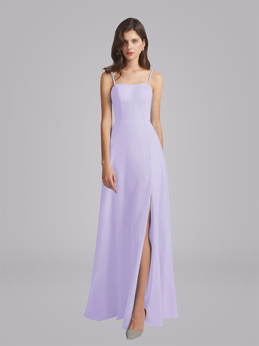 Long Chiffon Bridesmaid Dresses With Spaghetti Strap