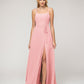 A Line Scoop Neckline Chiffon Slit Belt Bridesmaid Dresses