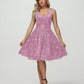 Straps V Neck Velvet Sequin A Line Homecoming Dresses