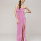 Glitter Sequin Spaghetti Strap Fitted Special Occasion Party Dresses