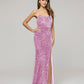 Long Formal Party Prom Gown With All Over Sequin